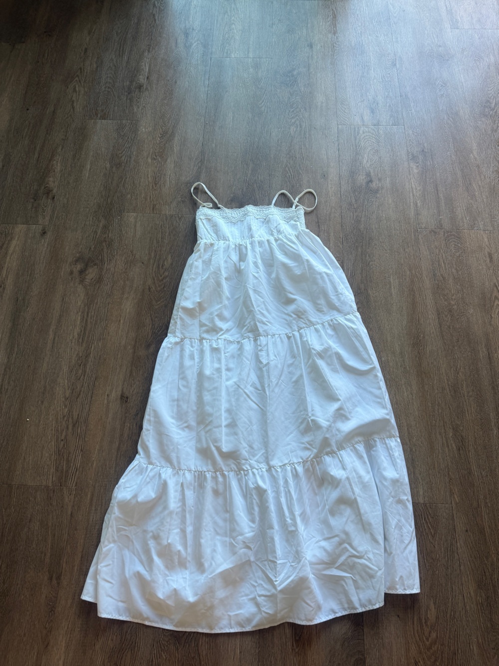 Zara White Tiered Maxi Dress-Skirt with Spaghetti Straps
